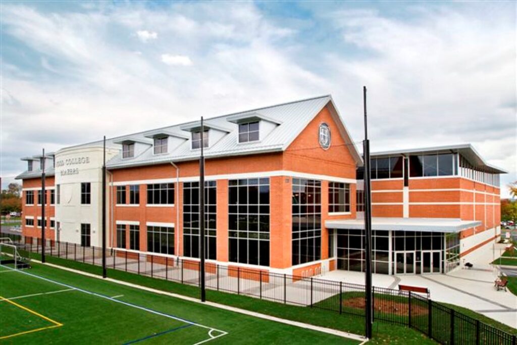 brick exterior of Hood College's new Athletic Facility